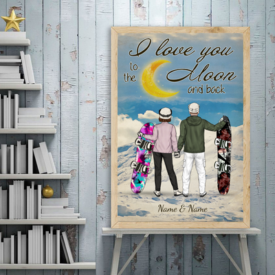 89Customized Snowboarding Couple Personalized 2 Personalized Poster