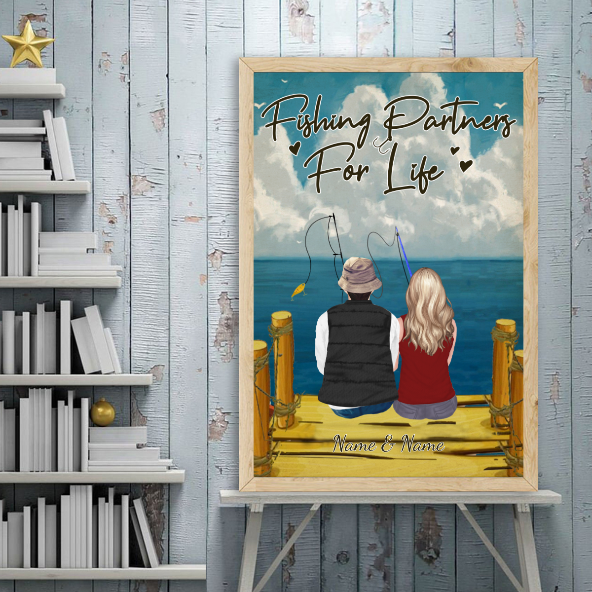 89Customized Fishing Couple Vertical Poster 2