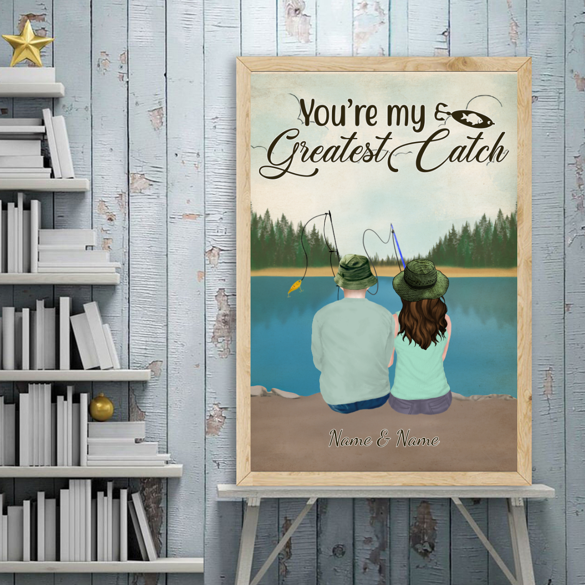 89Customized Fishing Couple Vertical Poster 2