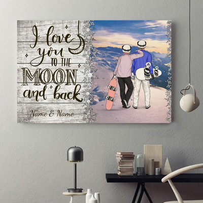 89Customized Snowboarding Couple Horizontal Personalized Poster