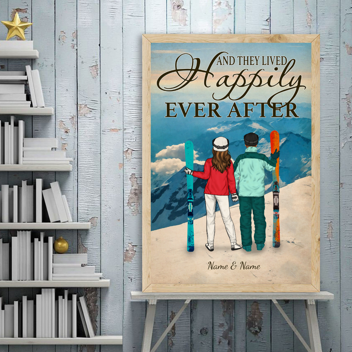 89Customized Skiing Couple Vertical Poster