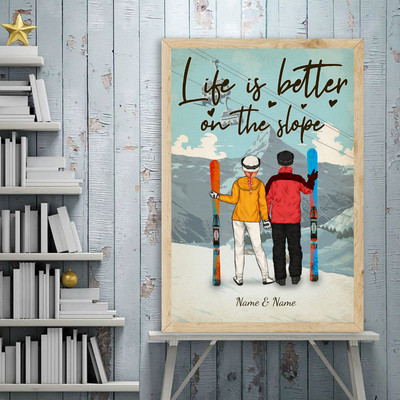 89Customized Skiing Couple Vertical Poster