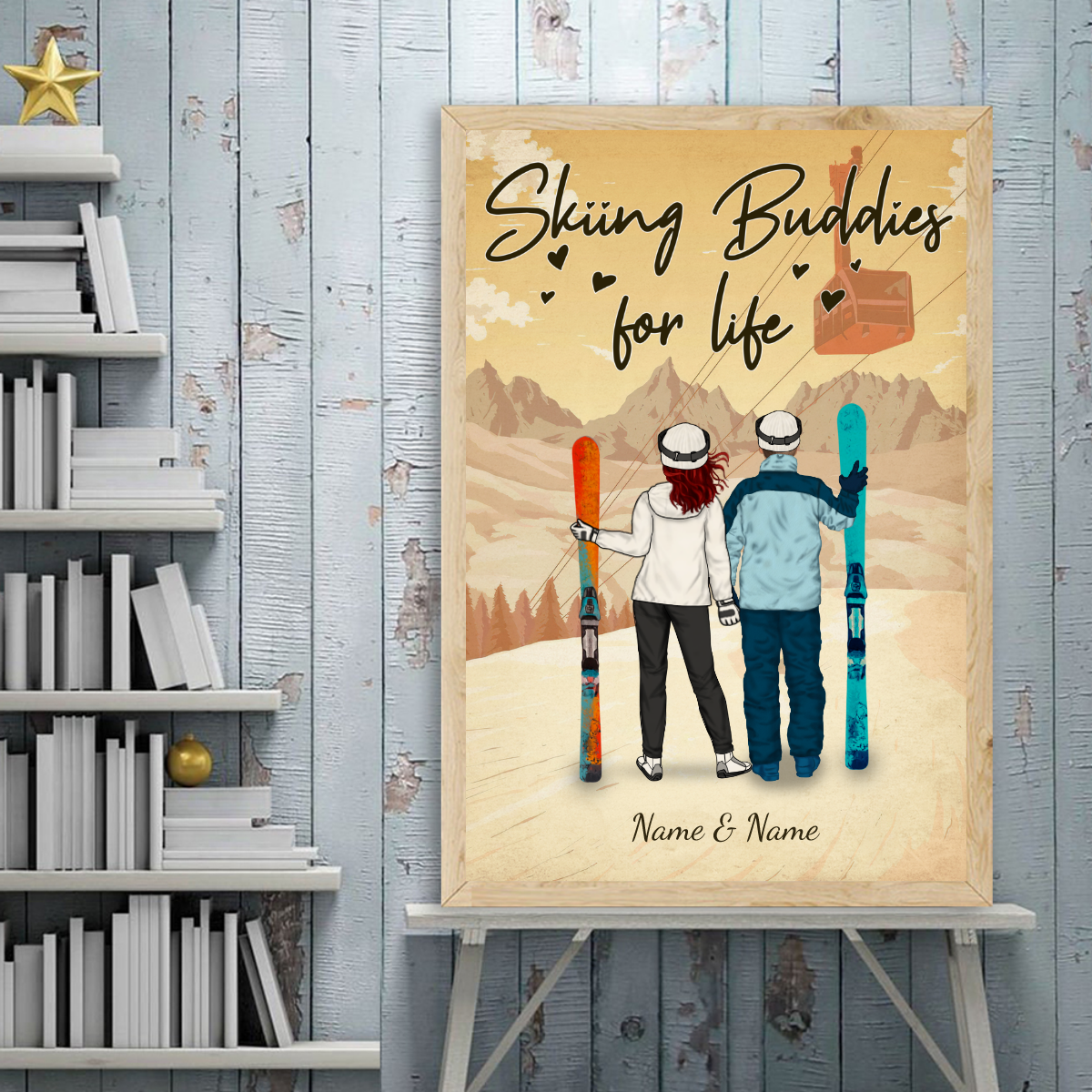 89Customized Skiing Couple Vertical Poster
