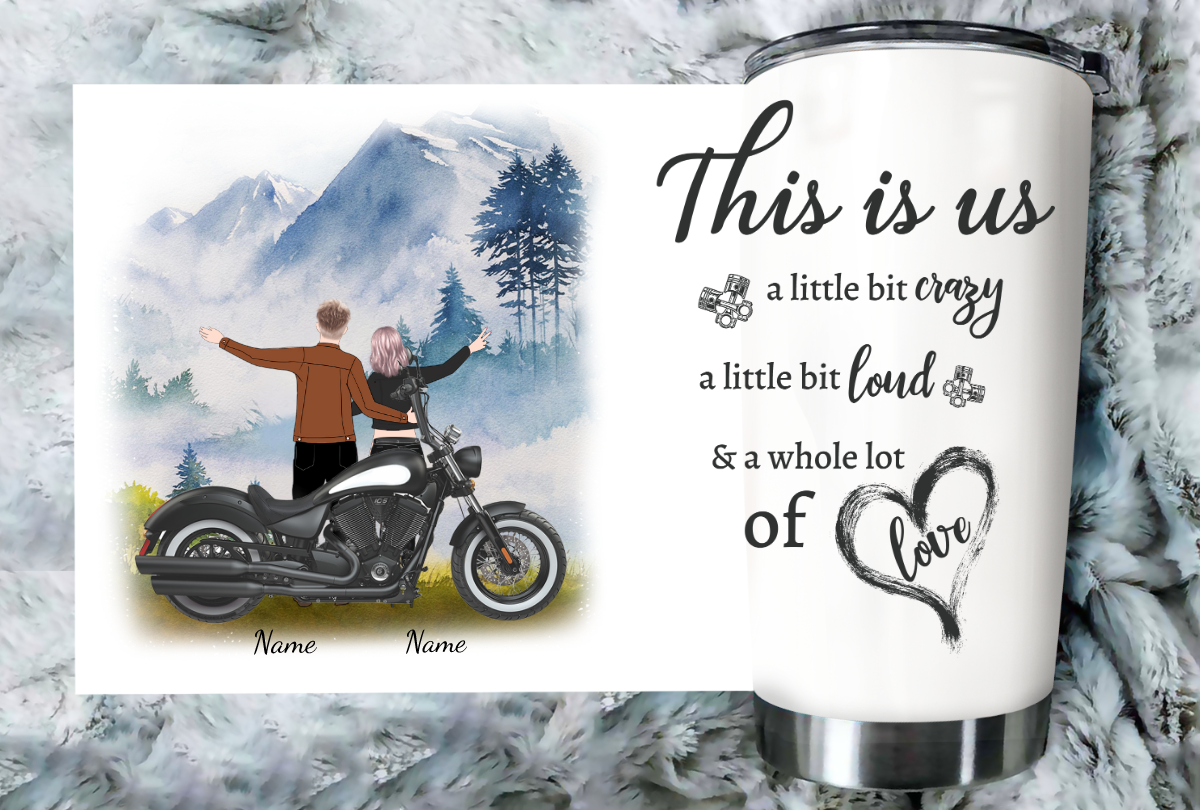 Biker Couple Tumbler