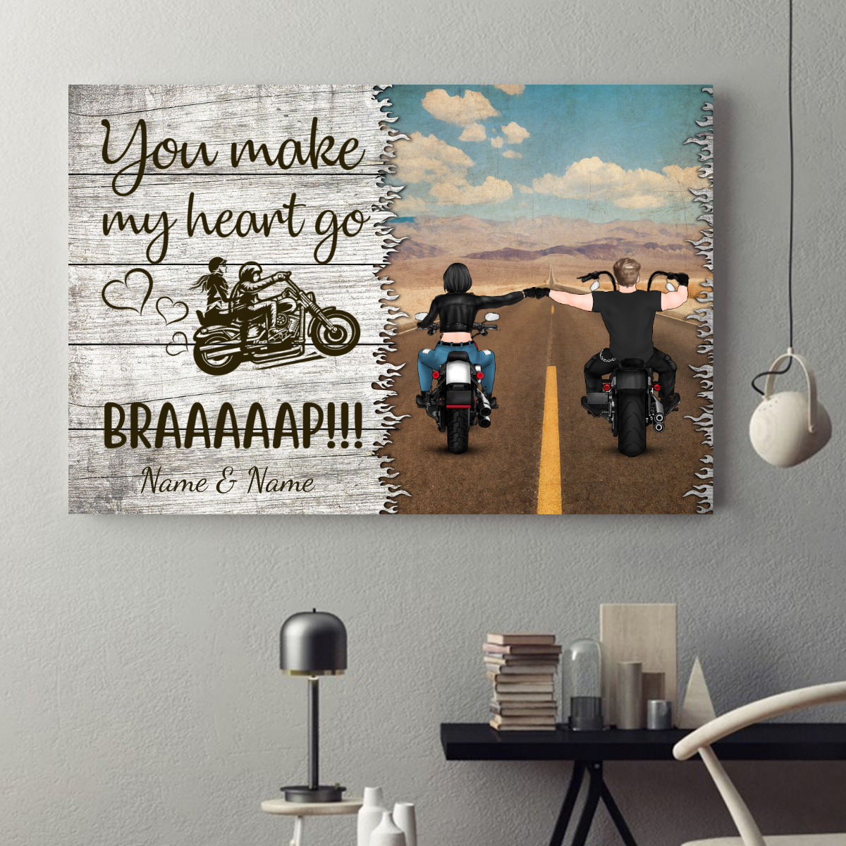 89Customized Biker Couple Horizontal Personalized Poster