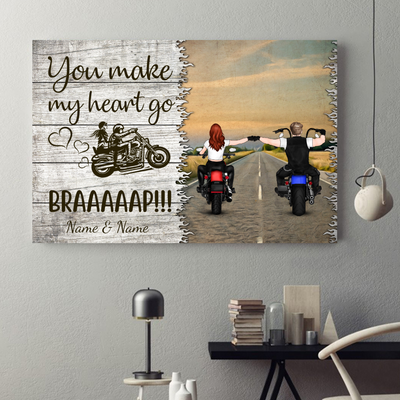 89Customized Biker Couple Horizontal Personalized Poster