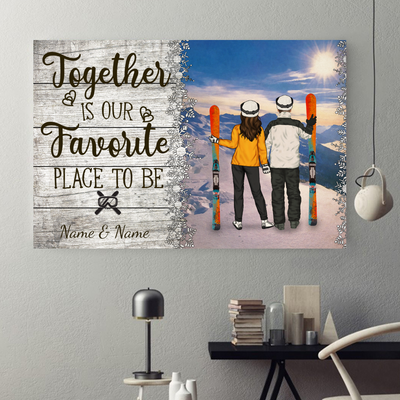 89Customized Skiing Couple Horizontal Personalized Poster