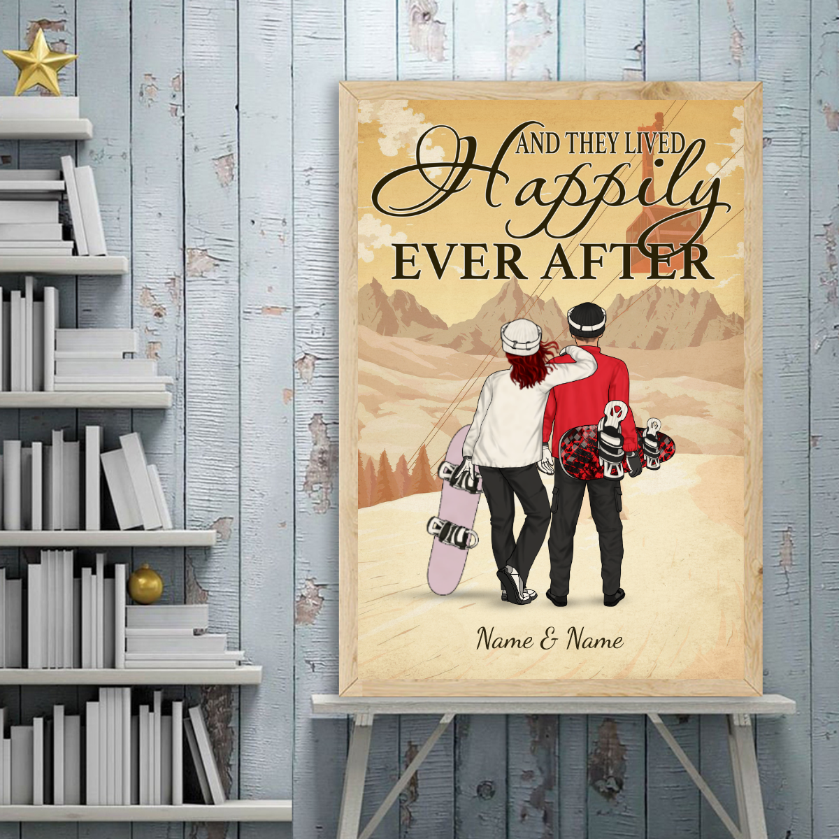 89Customized Snowboarding Couple Vertical Poster