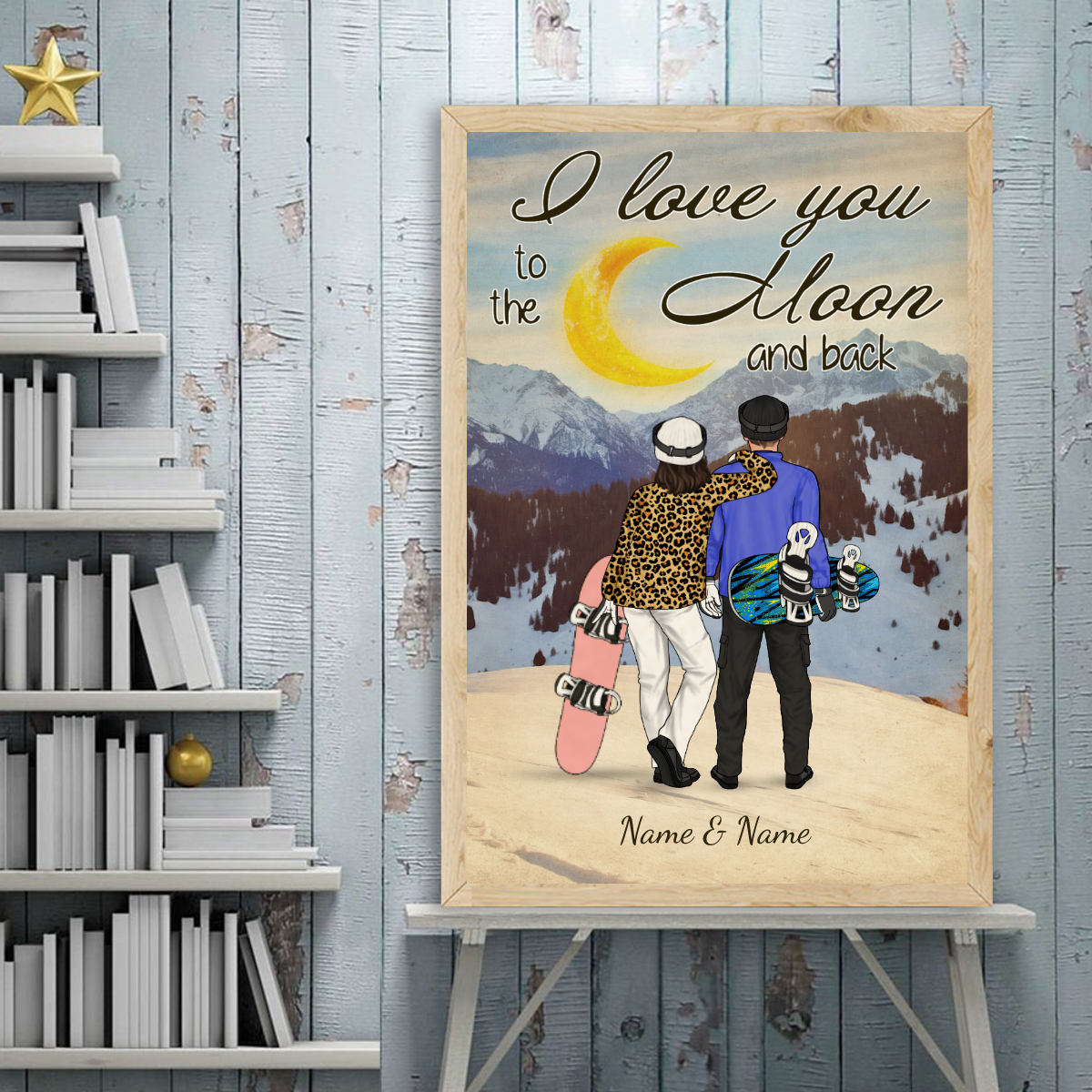 89Customized Snowboarding Couple Vertical Poster