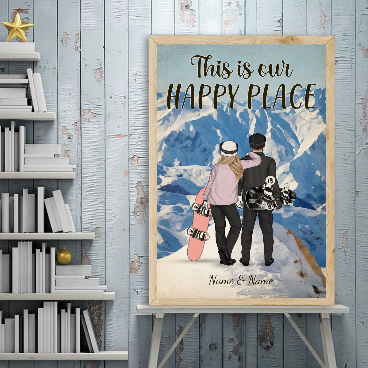 89Customized Snowboarding Couple Vertical Poster
